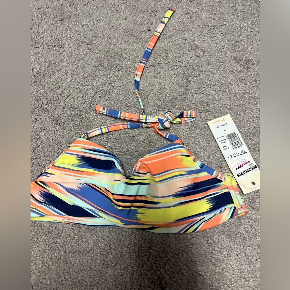 Roxy Women’s Multicolor Stripe Halter Swim Top